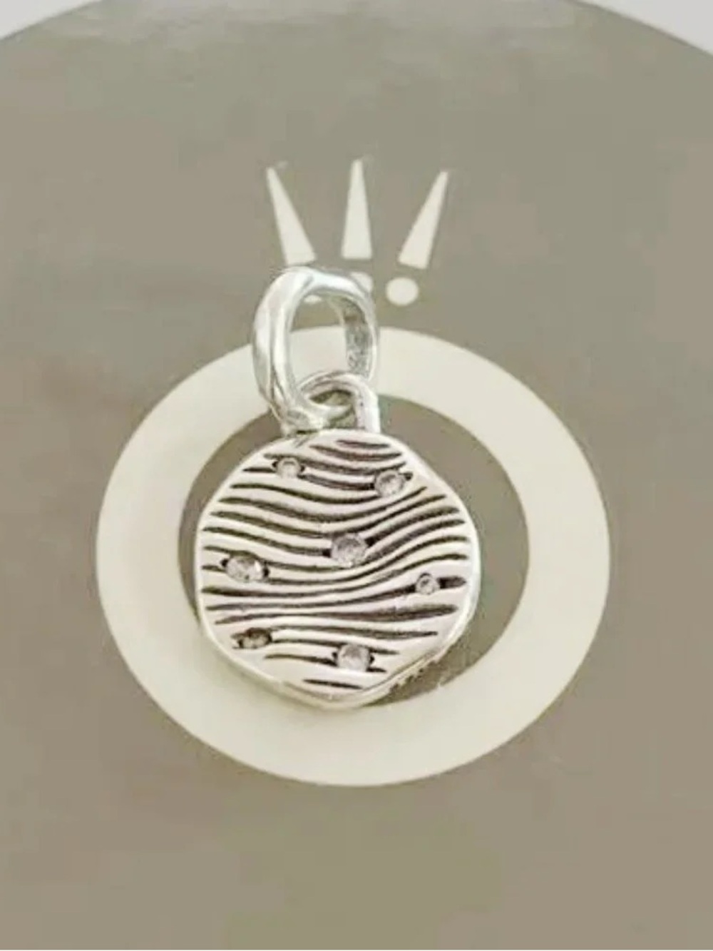 Pandora Silver Wave Disc Charm with Sparkling Accents - Silver